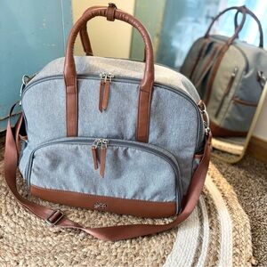✨ Freshly Picked Marseille Breast Pump Backpack / Bag – Gray & Cognac
